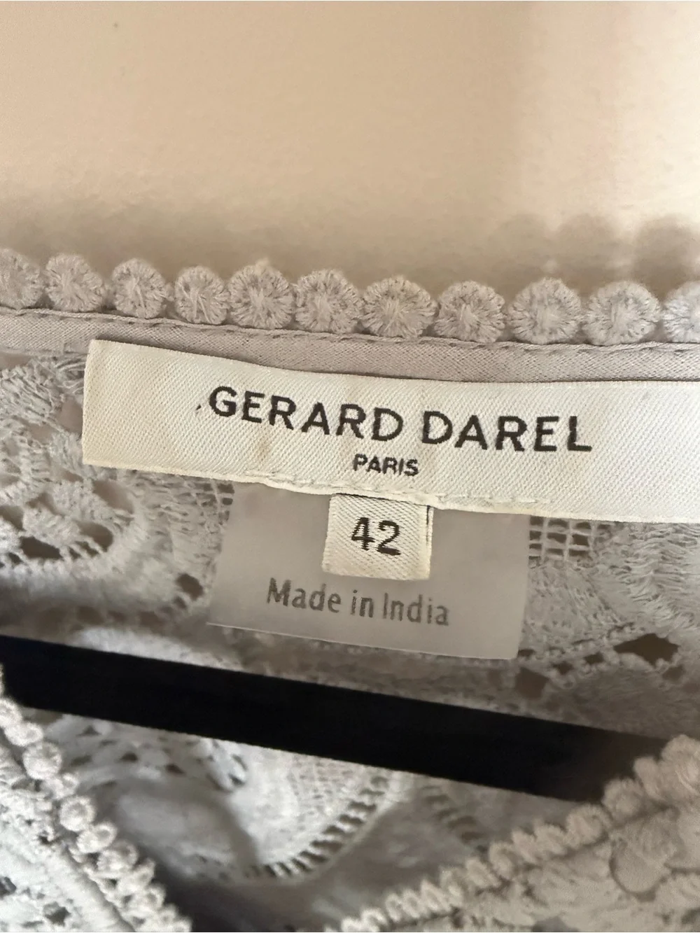 Gerard Darel Light Gray Crochet Lace V-Notch Top - Picture 2 of 3